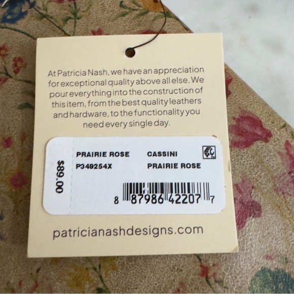NWT PATRICIA NASH Leather Cassini Tan Prairie Rose Wristlet Clutch Brown Floral - Picture 3 of 6